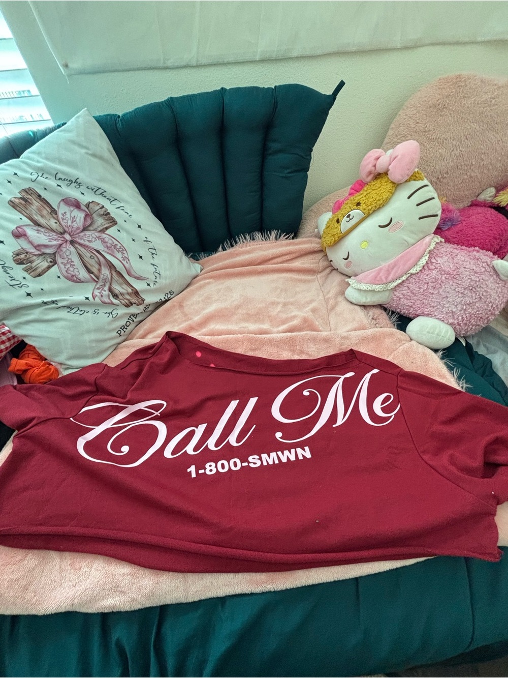 SHEIN Burgundy "Call Me" Graphic Sweatshirt